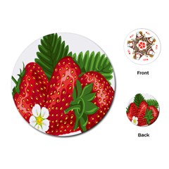 Strawberry Red Seed Leaf Green Playing Cards (round)  by Mariart