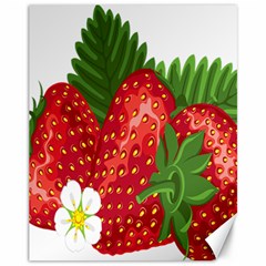 Strawberry Red Seed Leaf Green Canvas 11  X 14   by Mariart