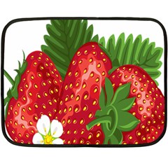 Strawberry Red Seed Leaf Green Double Sided Fleece Blanket (mini) 