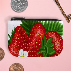 Strawberry Red Seed Leaf Green Mini Coin Purses by Mariart