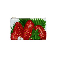 Strawberry Red Seed Leaf Green Cosmetic Bag (small) 