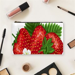 Strawberry Red Seed Leaf Green Cosmetic Bag (medium)  by Mariart