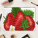 Strawberry Red Seed Leaf Green Cosmetic Bag (XL) Front