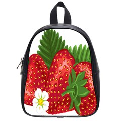 Strawberry Red Seed Leaf Green School Bags (small)  by Mariart