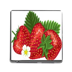 Strawberry Red Seed Leaf Green Memory Card Reader (square) by Mariart