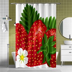 Strawberry Red Seed Leaf Green Shower Curtain 48  X 72  (small)  by Mariart