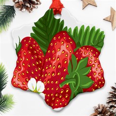 Strawberry Red Seed Leaf Green Snowflake Ornament (two Sides)