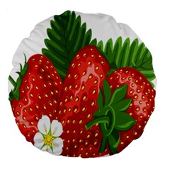 Strawberry Red Seed Leaf Green Large 18  Premium Round Cushions by Mariart