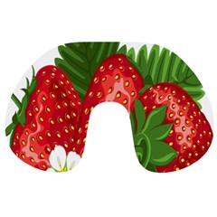 Strawberry Red Seed Leaf Green Travel Neck Pillows by Mariart