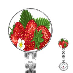 Strawberry Red Seed Leaf Green Stainless Steel Nurses Watch