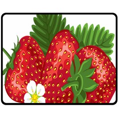 Strawberry Red Seed Leaf Green Double Sided Fleece Blanket (medium)  by Mariart