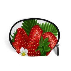 Strawberry Red Seed Leaf Green Accessory Pouches (small)  by Mariart