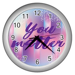 You Matter Purple Blue Triangle Vintage Waves Behance Feelings Beauty Wall Clocks (silver)  by Mariart