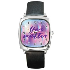 You Matter Purple Blue Triangle Vintage Waves Behance Feelings Beauty Square Metal Watch by Mariart