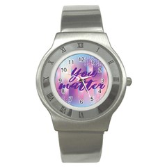 You Matter Purple Blue Triangle Vintage Waves Behance Feelings Beauty Stainless Steel Watch by Mariart