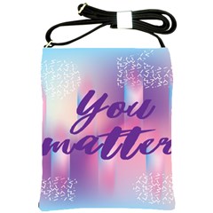 You Matter Purple Blue Triangle Vintage Waves Behance Feelings Beauty Shoulder Sling Bags by Mariart