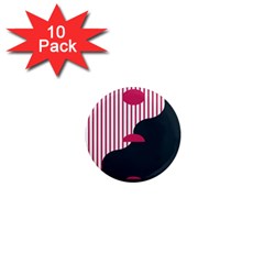 Waves Line Polka Dots Vertical Black Pink 1  Mini Magnet (10 Pack) 