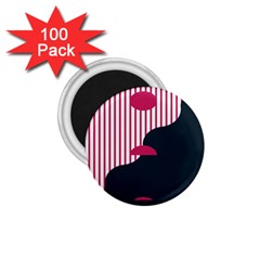 Waves Line Polka Dots Vertical Black Pink 1 75  Magnets (100 Pack)  by Mariart