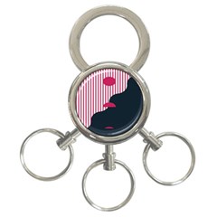 Waves Line Polka Dots Vertical Black Pink 3-ring Key Chains by Mariart