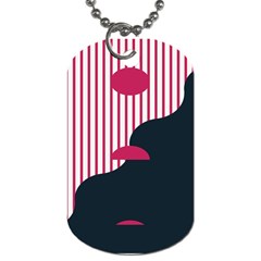 Waves Line Polka Dots Vertical Black Pink Dog Tag (one Side) by Mariart