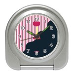 Waves Line Polka Dots Vertical Black Pink Travel Alarm Clocks Front