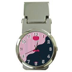 Waves Line Polka Dots Vertical Black Pink Money Clip Watches by Mariart