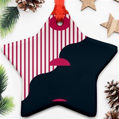 Waves Line Polka Dots Vertical Black Pink Star Ornament (two Sides) by Mariart