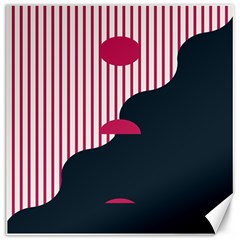 Waves Line Polka Dots Vertical Black Pink Canvas 12  X 12   by Mariart