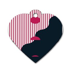 Waves Line Polka Dots Vertical Black Pink Dog Tag Heart (one Side)