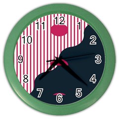 Waves Line Polka Dots Vertical Black Pink Color Wall Clocks by Mariart