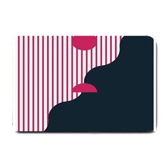 Waves Line Polka Dots Vertical Black Pink Small Doormat 