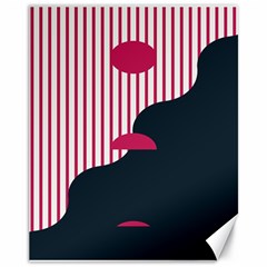 Waves Line Polka Dots Vertical Black Pink Canvas 11  X 14   by Mariart