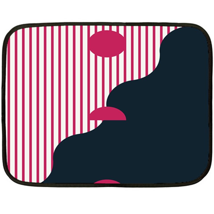 Waves Line Polka Dots Vertical Black Pink Double Sided Fleece Blanket (Mini) 