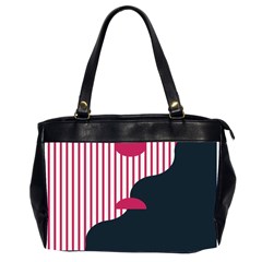 Waves Line Polka Dots Vertical Black Pink Office Handbags (2 Sides)  by Mariart