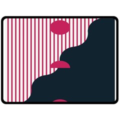 Waves Line Polka Dots Vertical Black Pink Fleece Blanket (large)  by Mariart