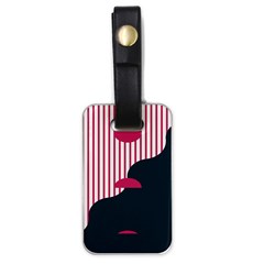 Waves Line Polka Dots Vertical Black Pink Luggage Tags (one Side)  by Mariart