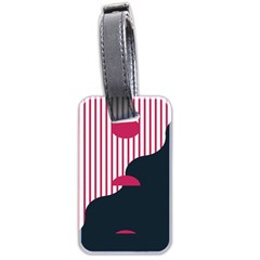 Waves Line Polka Dots Vertical Black Pink Luggage Tags (two Sides) by Mariart