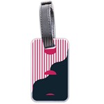 Waves Line Polka Dots Vertical Black Pink Luggage Tags (Two Sides) Back