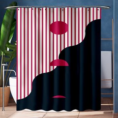 Waves Line Polka Dots Vertical Black Pink Shower Curtain 60  X 72  (medium)  by Mariart