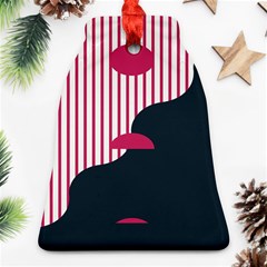 Waves Line Polka Dots Vertical Black Pink Ornament (bell) by Mariart