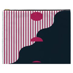 Waves Line Polka Dots Vertical Black Pink Cosmetic Bag (xxxl)  by Mariart