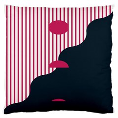 Waves Line Polka Dots Vertical Black Pink Large Flano Cushion Case (one Side)