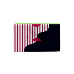 Waves Line Polka Dots Vertical Black Pink Cosmetic Bag (xs) by Mariart