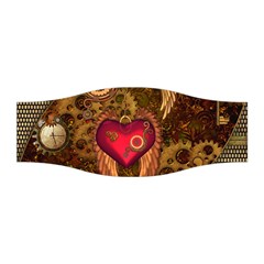 Steampunk Golden Design, Heart With Wings, Clocks And Gears Stretchable Headband by FantasyWorld7