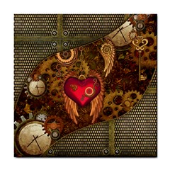 Steampunk Golden Design, Heart With Wings, Clocks And Gears Tile Coasters by FantasyWorld7