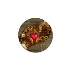 Steampunk Golden Design, Heart With Wings, Clocks And Gears Golf Ball Marker (4 Pack) by FantasyWorld7