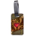 Steampunk Golden Design, Heart With Wings, Clocks And Gears Luggage Tags (Two Sides) Front