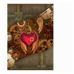 Steampunk Golden Design, Heart With Wings, Clocks And Gears Small Garden Flag (two Sides) by FantasyWorld7