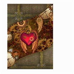 Steampunk Golden Design, Heart With Wings, Clocks And Gears Large Garden Flag (two Sides) by FantasyWorld7