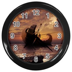 Steampunk Fractalscape, A Ship For All Destinations Wall Clocks (black) by jayaprime